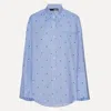 Rotate Birger Christensen Rotate Ladies Blue Logo Stripe Oversized Shirt In Blue
