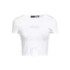 Rotate Birger Christensen Rotate Ladies Bright White Logo Applique Cropped T-shirt In White