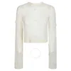 Rotate Birger Christensen Ladies Egret Light Knit Ls Sweater In White