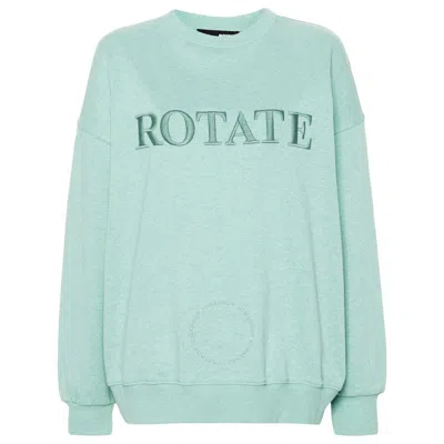 Rotate Birger Christensen Rotate Ladies Granite Green Logo-embroidered Sweatshirt