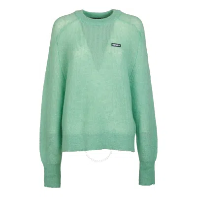 Rotate Birger Christensen Rotate Ladies Grayed Jade Light Knit Logo Sweater In Green