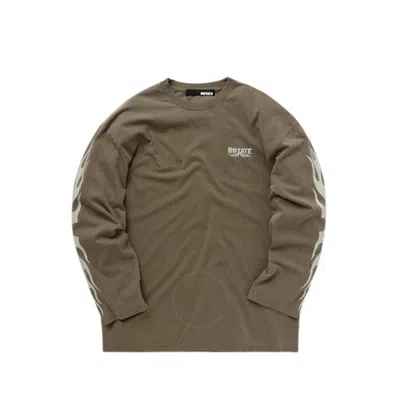 Rotate Birger Christensen Rotate Ladies Green Enzyme Long Sleeve Shirt In Brown