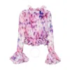 Rotate Birger Christensen Chiffon Ruffle Blouse In Orange