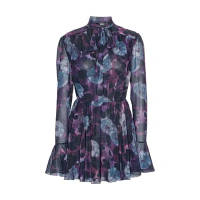 Rotate Birger Christensen Rotate Ladies Parachute Purple Chiffon Flowy Mini Dress