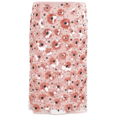 ROTATE BIRGER CHRISTENSEN ROTATE LADIES PEACHSKIN FLOWER SEQUINS SKIRT