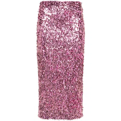 ROTATE BIRGER CHRISTENSEN ROTATE LADIES PINK SEQUIN PENCIL SKIRT