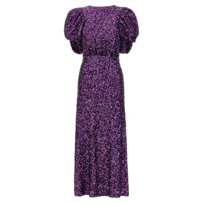 ROTATE BIRGER CHRISTENSEN ROTATE LADIES PURPLE MAGIC SEQUINS PUFF SLEEVE DRESS