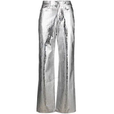 ROTATE BIRGER CHRISTENSEN ROTATE LADIES SILVER EMBOSSED CROCODILE SKIN EFFECT TROUSERS