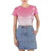 ROTATE BIRGER CHRISTENSEN ROTATE LADIES SILVERY PINK GRADIENT PLISSE CROP TOP