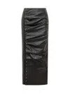 Rotate Birger Christensen Rotate Leather Skirt With Side Buttons In Black