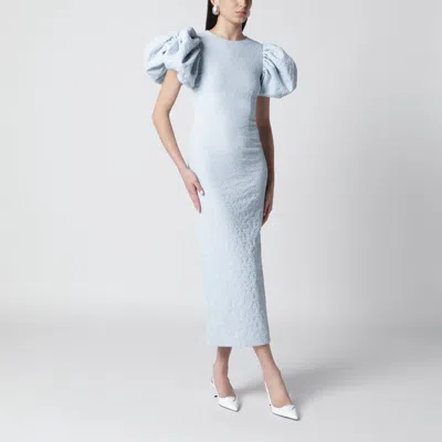 Rotate Birger Christensen Rotate Birgerchristensen Light Blue Balloon Jacquard Midi Dress