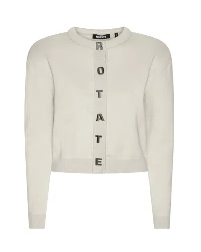 Rotate Birger Christensen Rotate Logo Button-front Knit Cardigan In Wind Chime Grey
