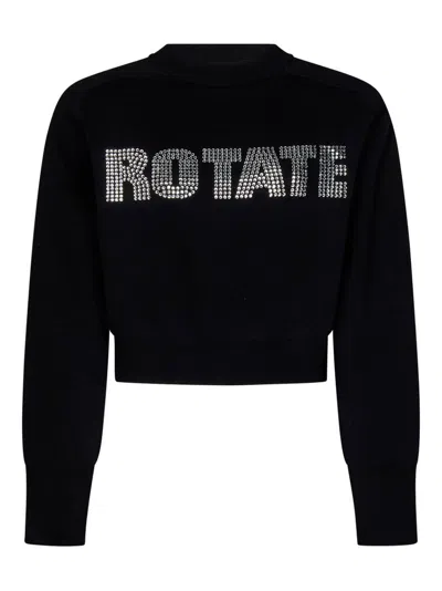 Rotate Birger Christensen Rotate Logo Embellished Cropped Sweatshirt In Black