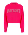 Rotate Birger Christensen Rotate Rhinestone Logo Organic Cotton Sweater In Pink