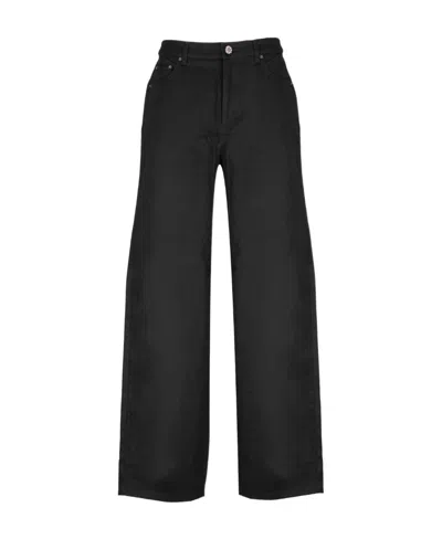 Rotate Birger Christensen Rotate Logo-embellished Wide-leg Jeans In Black
