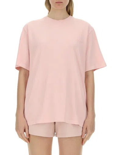 Rotate Birger Christensen Rotate Logo Embroidered Oversized T In Pink