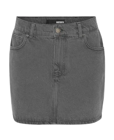 Rotate Birger Christensen Rotate Logo Patch Denim Mini Skirt In Black