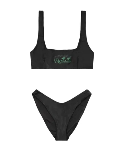 Rotate Birger Christensen Rotate Logo Print Two-piece Bikini Set In Black