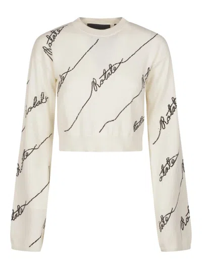 Rotate Birger Christensen Cropped Sequin-embellished Cotton-blend Sweater In White