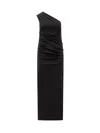 Rotate Birger Christensen Rotate Long Dress Black One-shoulder Draped In Multi