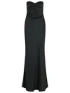 Rotate Birger Christensen Rotate Strapless Black Evening Dress With Fitted Bodice And Flowing Skirt In Black