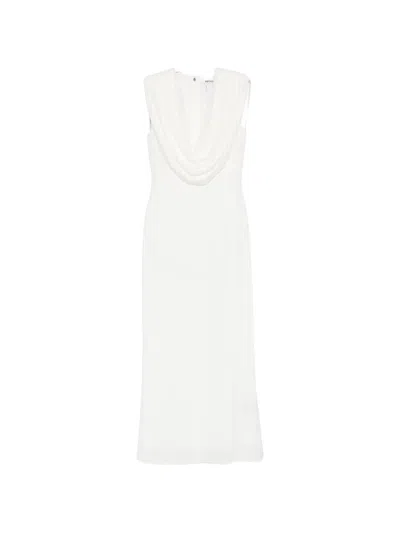 Rotate Birger Christensen Rotate Long Dress With Removable Shoulder Straps And Back Zip Closure In White