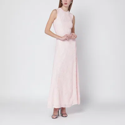 Rotate Birger Christensen Rotate Birgerchristensen Long Pink Mesh Dress