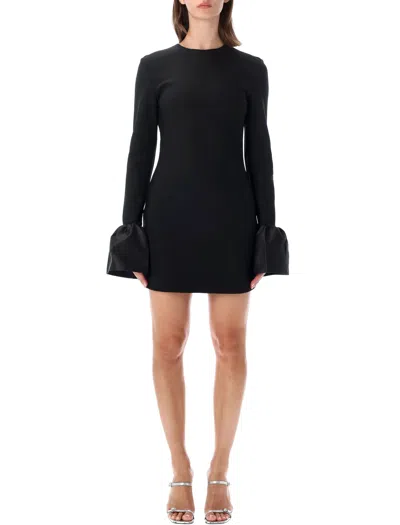 Rotate Birger Christensen Rotate Long Sleeve Mini Dress With Flared Cuffs In Black