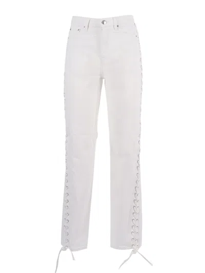Rotate Birger Christensen Rotate Loose Fit Laced Jeans Raw White Denim (regular Fit)
