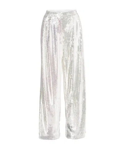 Rotate Birger Christensen Rotate Low Waist Wide Leg Pants In Silver