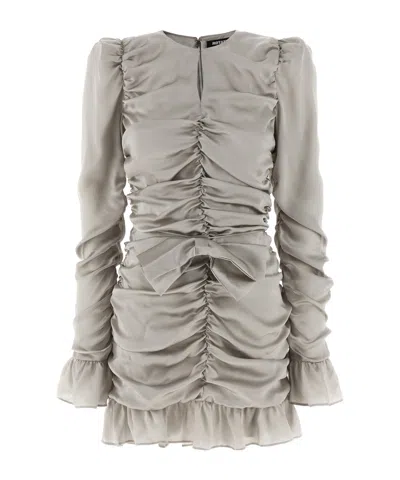 Rotate Birger Christensen Rotate Ls Mini Bow Dress In Gray