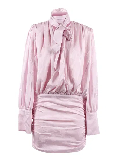 Rotate Birger Christensen Rotate Ls Mini Dress Orchid Ice (regular Fit) In Pink