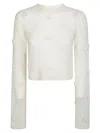Rotate Birger Christensen Ladies Egret Light Knit Ls Sweater In White