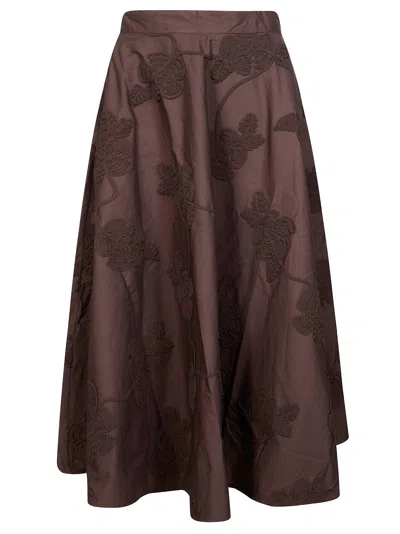 Rotate Birger Christensen Rotate Maxi Floral Textured Skirt In Brown