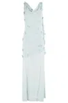 Rotate Birger Christensen Rotate Maxi Waterfall Dress With 3d Floral Appliqués In White