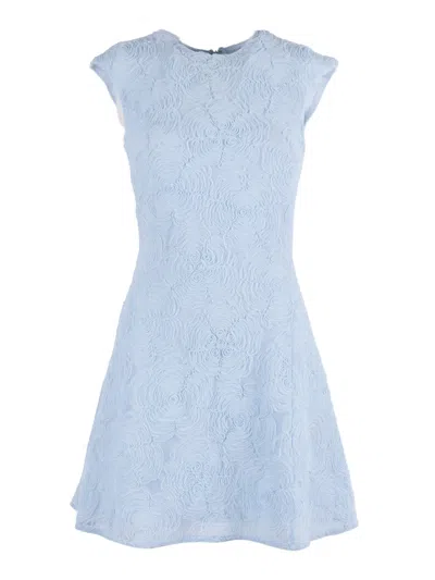 Rotate Birger Christensen Rotate Mesh Mini Dress Plein Air (tight Fit) In Blue