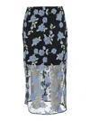 Rotate Birger Christensen Black Pencil Skirt With Mesh Panels And All-over Floral Motif In Black