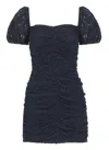 Rotate Birger Christensen Rotate Micro Lace Dress With Balloon Sleeves In Blue