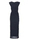 Rotate Birger Christensen Rotate Micro Lace Evening Dress With Cut-out Detail In Blue