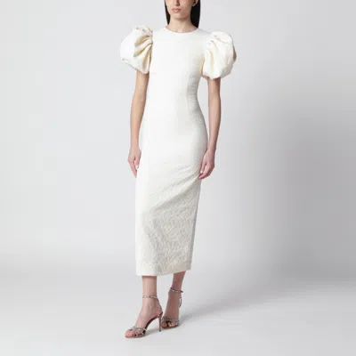 Rotate Birger Christensen Rotate Birgerchristensen Midi Balloon Jacquard Dress In White