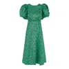Rotate Birger Christensen Rotate Midi Dress With Multicolor Floral Print And Puffed Sleeve In Blue