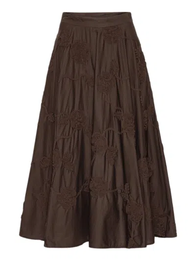 Rotate Birger Christensen Rotate Mini 3d Floral Skirt With Pockets In Brown