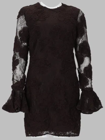Rotate Birger Christensen Rotate Mini Abito Con Fiori 3 D In Brown