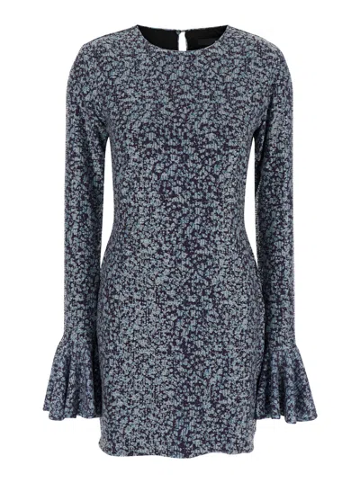 Rotate Birger Christensen Rotate Mini Blue Backless Dress With All-over Sequins Woman