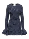 Rotate Birger Christensen Rotate Tulle Dress With All-over Rose Details In Blue