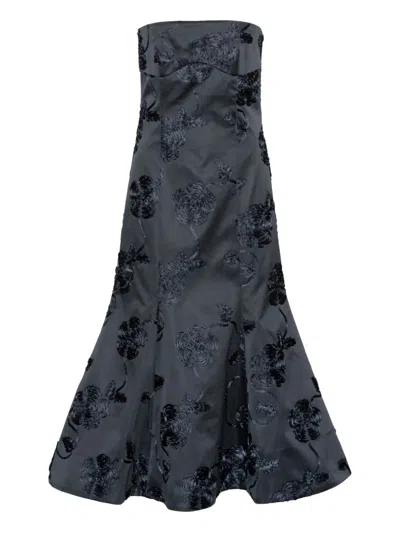 Rotate Birger Christensen Rotate Mini Dress With 3d Floral Embellishment And Concealed Zip Fastening In Blue