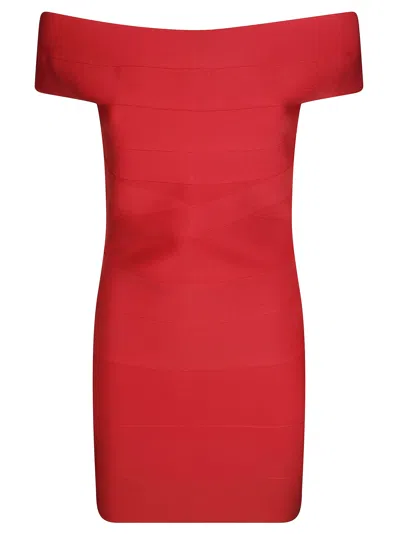 Rotate Birger Christensen Rotate? Mini Fitted Knit Dress In Rosso