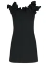 Rotate Birger Christensen Rotate 'mini Ruffle' Black Cotton Dress Women In Black