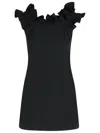 Rotate Birger Christensen Rotate 'mini Ruffle' Black Cotton Dress Women In Black