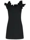 Rotate Birger Christensen Rotate 'mini Ruffle' Black Cotton Dress Women In Black
